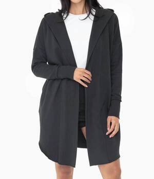 NEW MONO B open front hooded sweatshirt cardigan in black